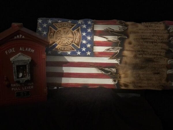 Firefighter Prayer Personalized Tattered Flag - Image 3