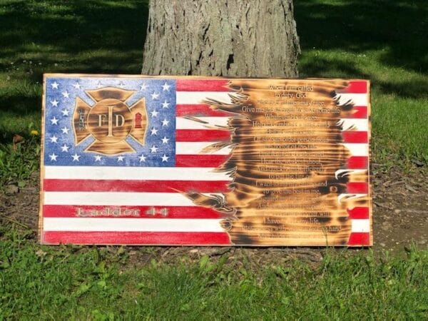 Firefighter Prayer Personalized Tattered Flag - Image 4