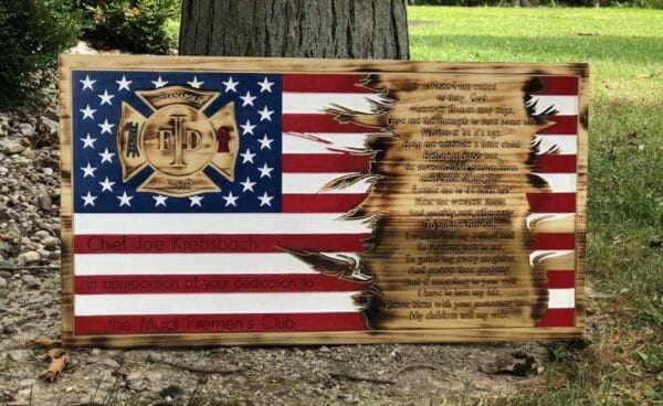 Firefighter Prayer Personalized Tattered Flag